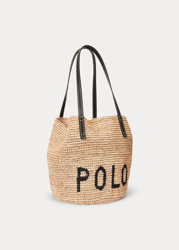 Polo Ralph Lauren Raffia Medium Tote Bag Dame Danmark (SGQXF8250)